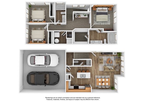 3X2.5 Townhome Floorplan Layout at The Veridian